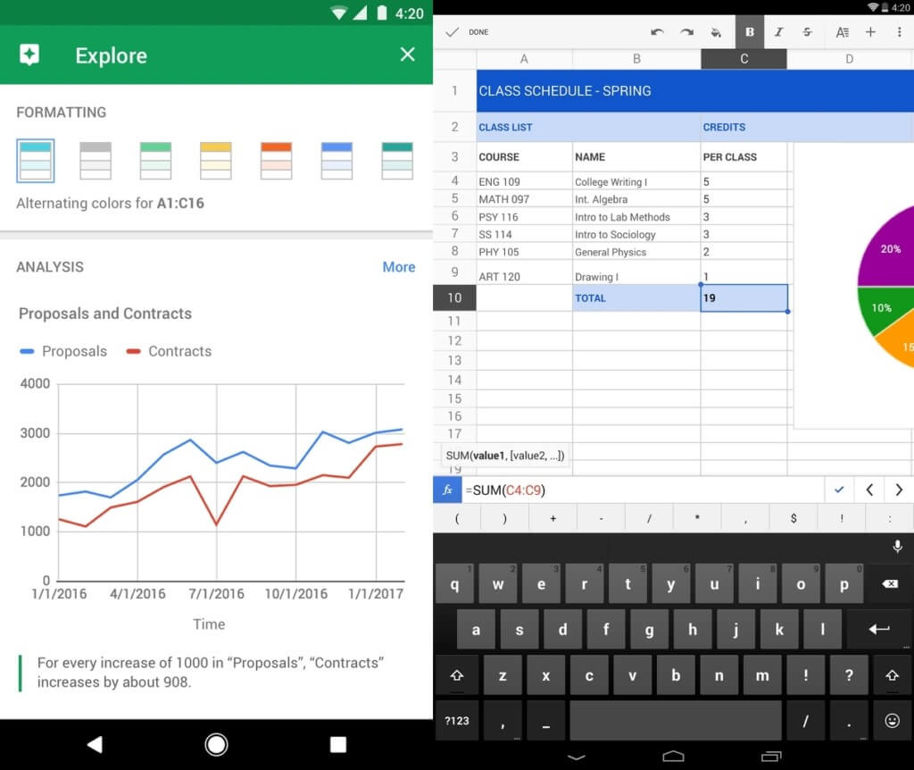 Недостатки приложения Google Таблицы на андроид
