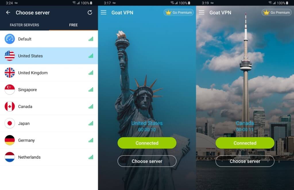 Бесплатные возможности приложения Goat VPN