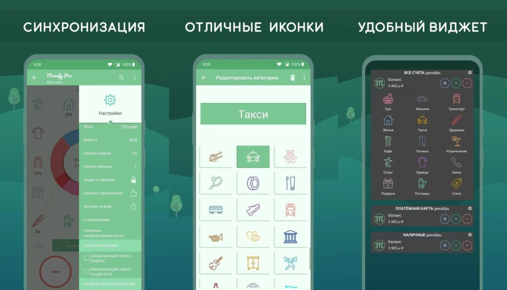 Статистика и примечания в приложении Monefy Pro