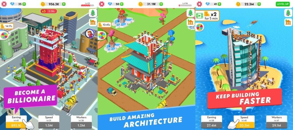 Выполняйте увлекательные задания в игре Idle Construction 3D