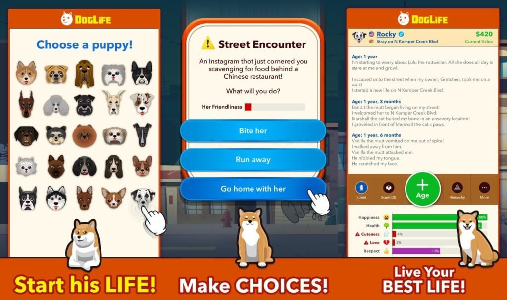 Начни жизнь с самого рождения в игре DogLife: BitLife Dogs