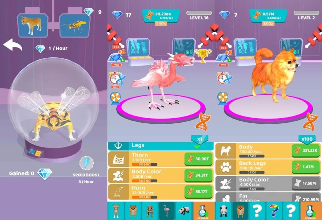 Графика и звук в Idle Animal Evolution