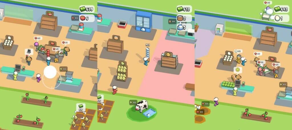 Улучшайте своего героя и помощников в игре My Mini Mart