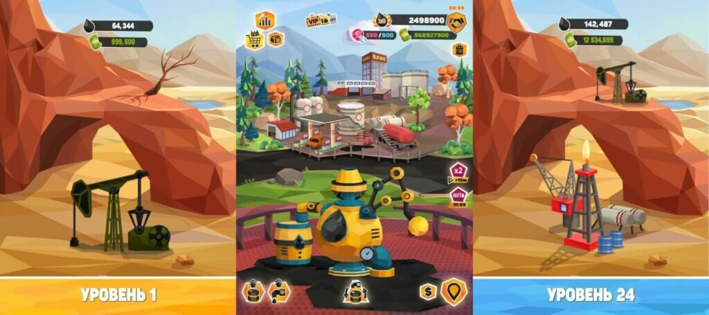 Нанимайте людей и мойте в разных местах в игре Нефтяной Магнат