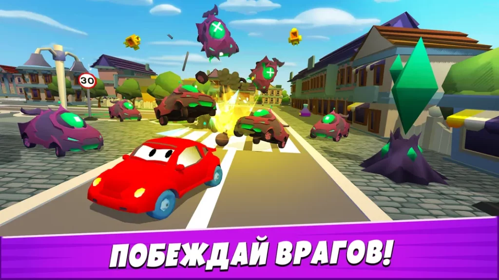 Попробуйте сбежать от полиции в игре Car Eats Car 3D