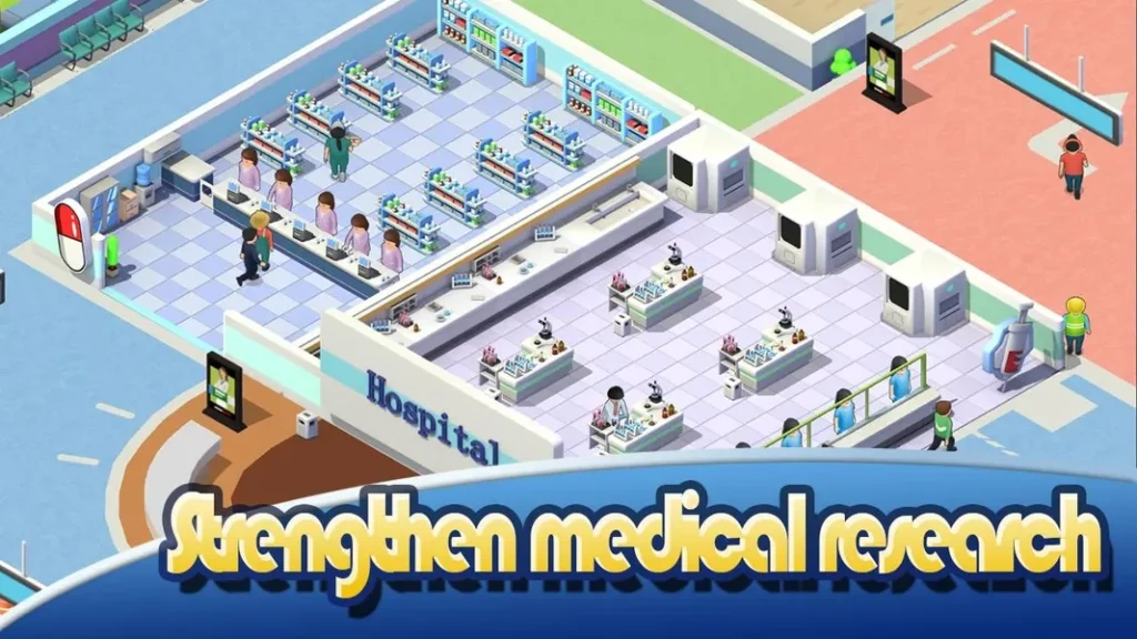 Принимать пациентов и создавать для них все условия в игре Sim Hospital Tycoon