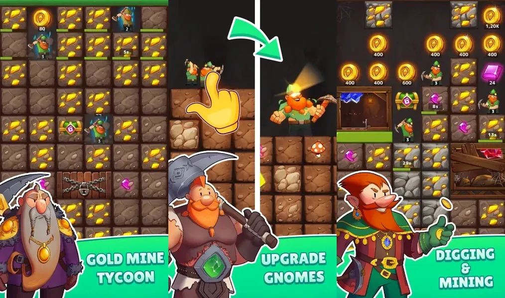 Gnome Diggers – создайте лучшую команду золотодобытчиков и станьте магнатом по добыче золота