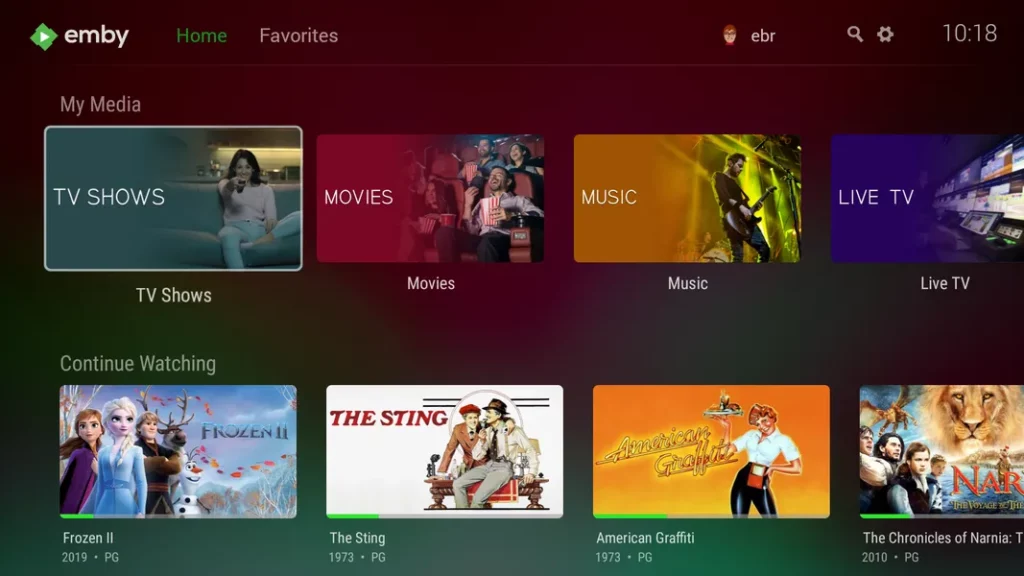 Emby for Android TV - удобный интерфейс, разумная компоновка
