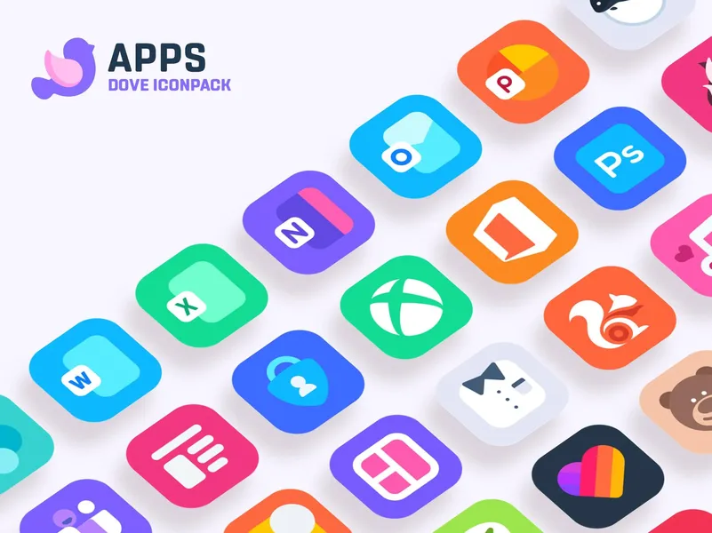 Dove Icon Pack — приложение предоставляет простой набор значков с высоким качеством