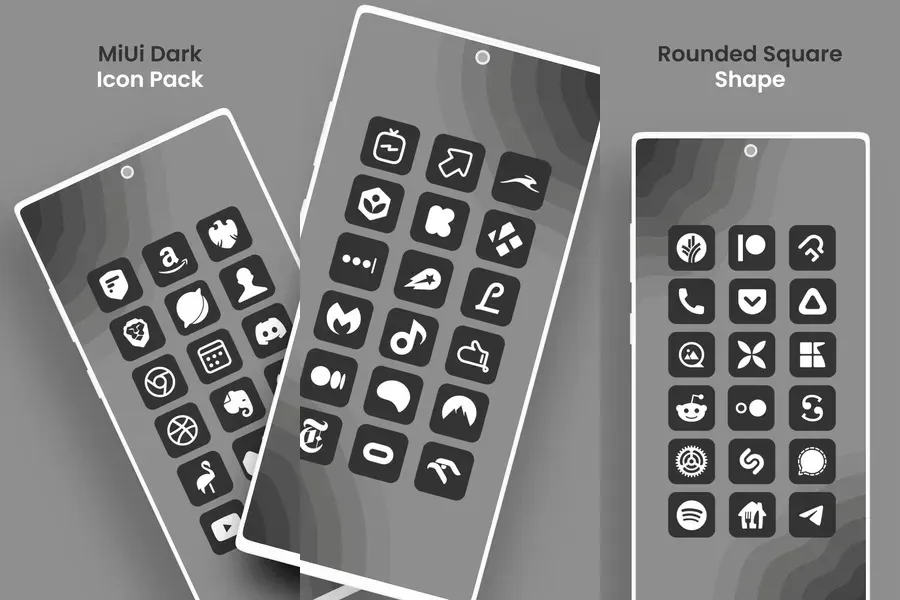 MiUi 13 Dark — приложение предоставляет минималистичный набор иконок, вдохновленный MiUi
