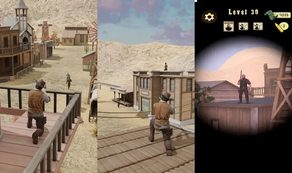 Захватывающий геймплей в игре Wild West Sniper: Cowboy War