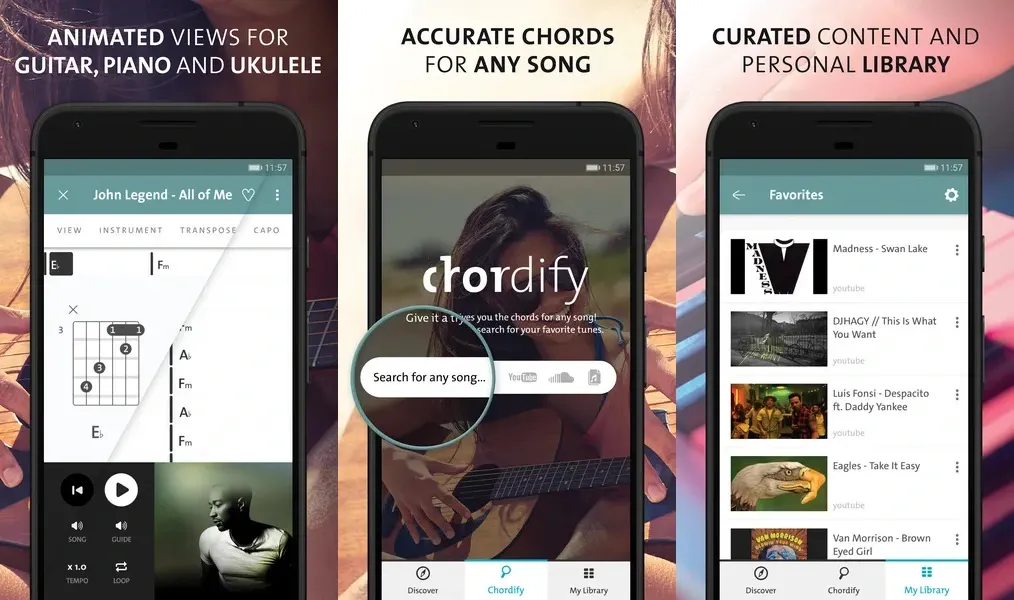 Chordify — приложение номер один для аккордов для гитары, укулеле и фортепиано