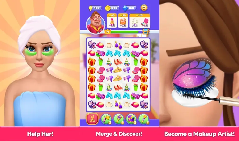 Merge Studio: Fashion Makeover — игра-головоломка «три в ряд», которая поможет вам стать визажистом