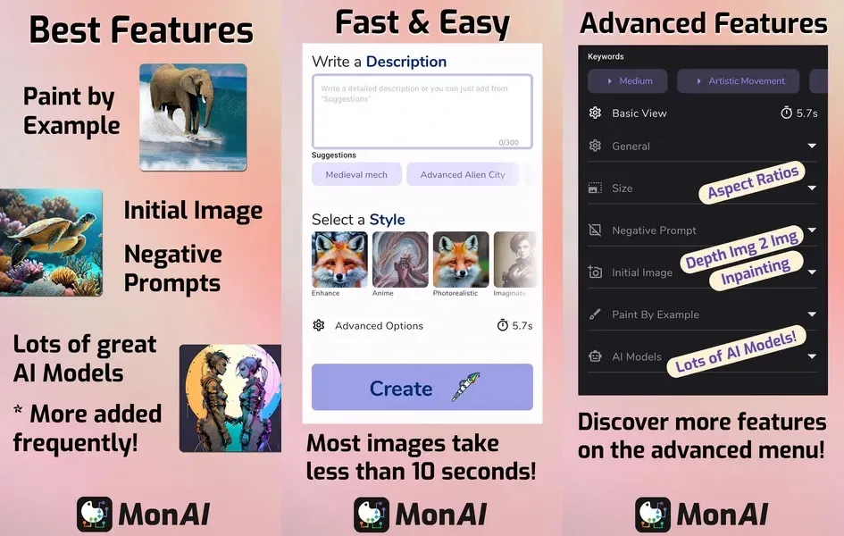 monAI — приложение для создания изображений с помощью технологии искусственного интеллекта