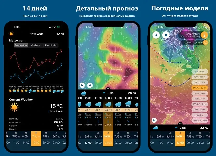Ventusky — универсальное приложение для прогноза погоды, предоставляющее точную информацию