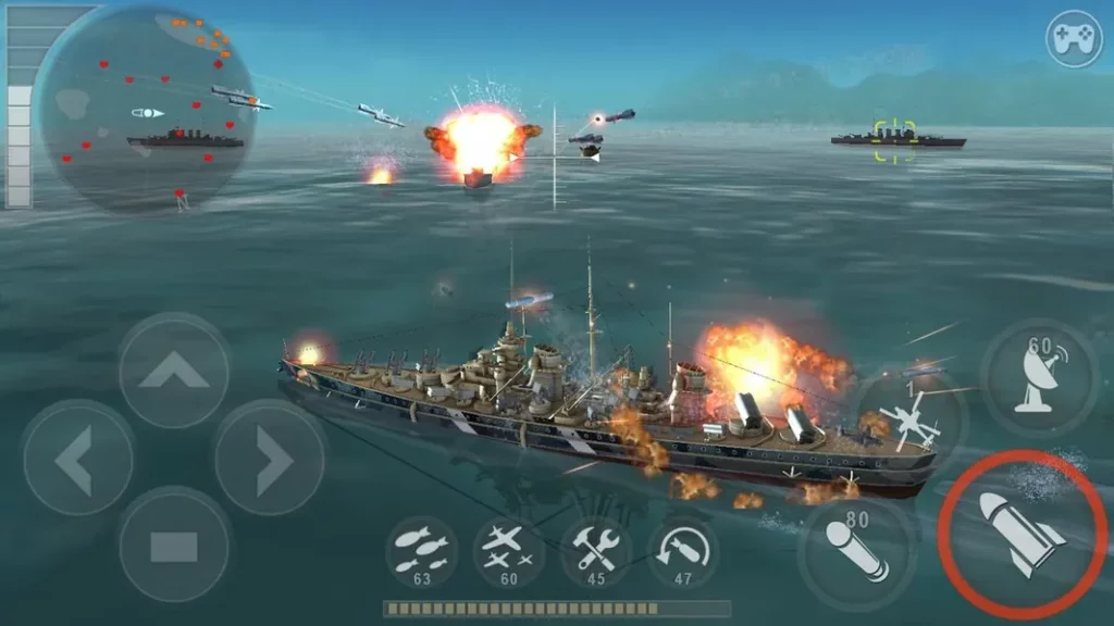Героические 3D-сцены в игре Морская битва